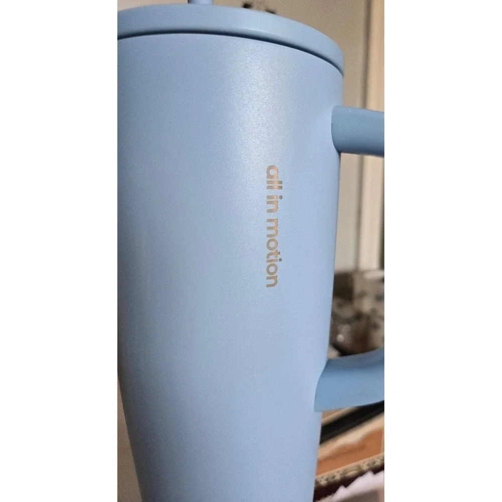 All in Motion Light Blue Matte Insulated Stainless Steel 40oz Tumbler with Straw